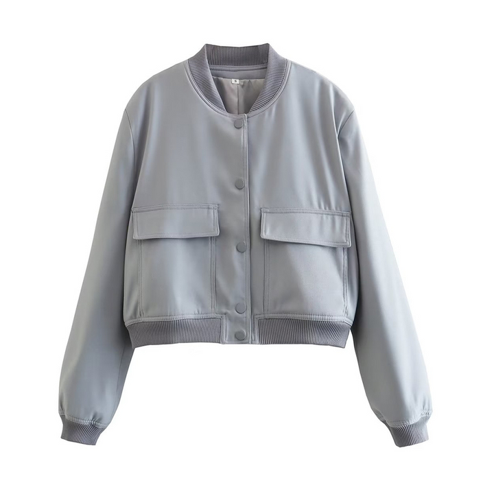 Stylish bomber jacket with ribbed hem and press stud fastening