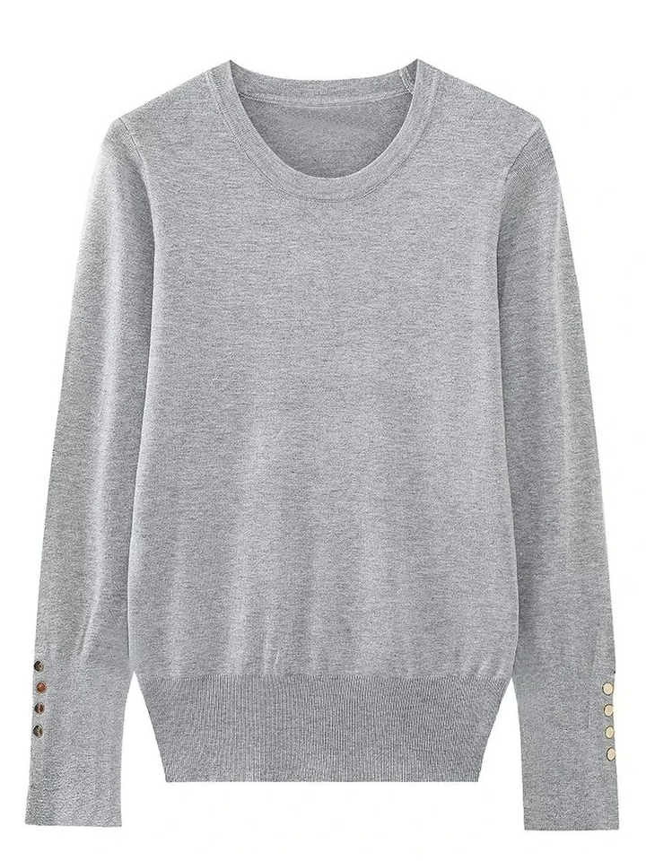 Fashionable Women's Sweater With Button Detail