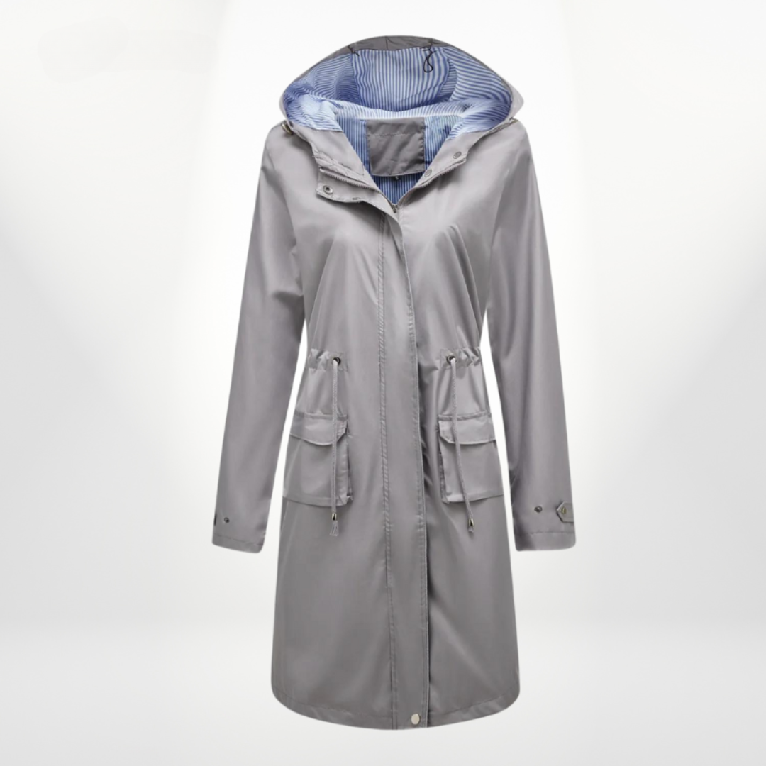 Women's - Trench Coat with Hood - Durable Fabric - Waterproof - Functional Outerwear