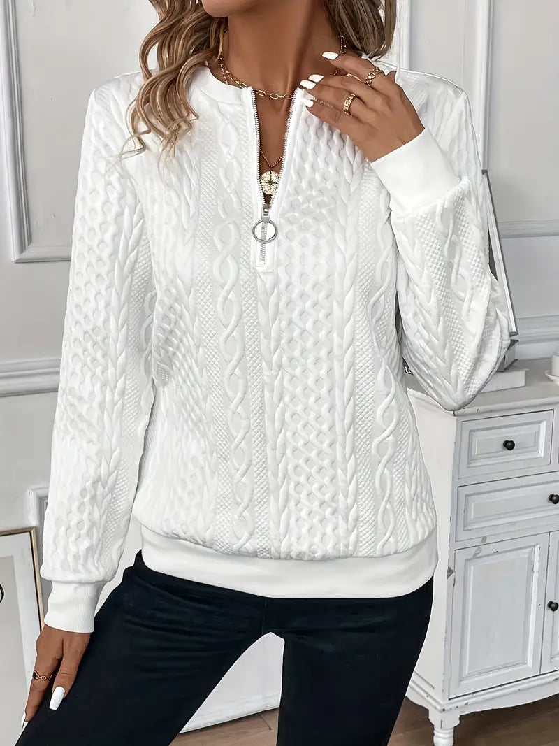 Women's - Zipper Sweater - Breathable Fabric - Cosy Knit Fabric - Stylish Layering Essential