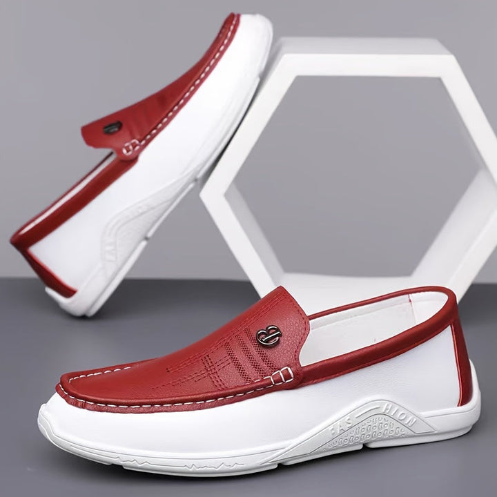 Men's - Slip-On Shoes - Comfortable Non-Slip Loafers with Colour Block Design - Perfect Everyday Footwear