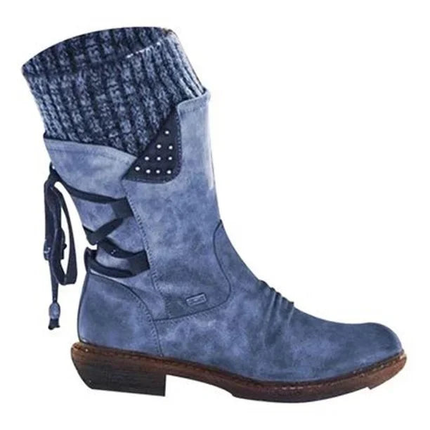 Women's - Winter Ankle Boots with Lacing - Stylish & Warm