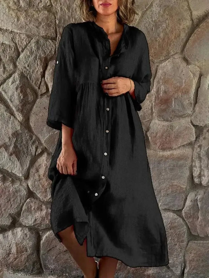 Loose-fit shirt dress in cotton linen