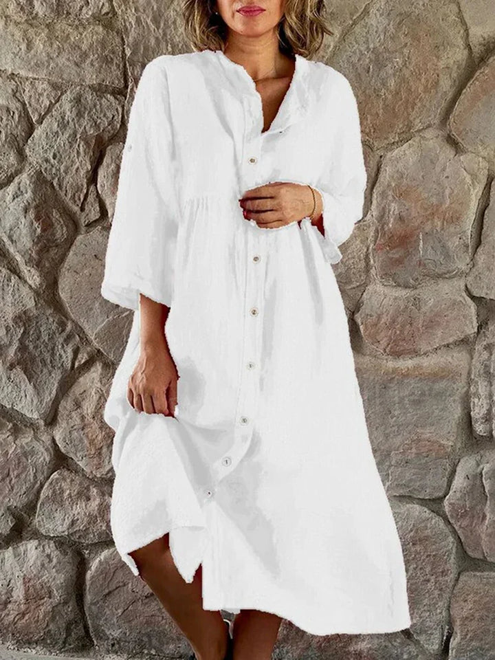 Loose-fit shirt dress in cotton linen