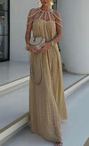 Modern and sophisticated linen blend draped braids cover up maxi dress