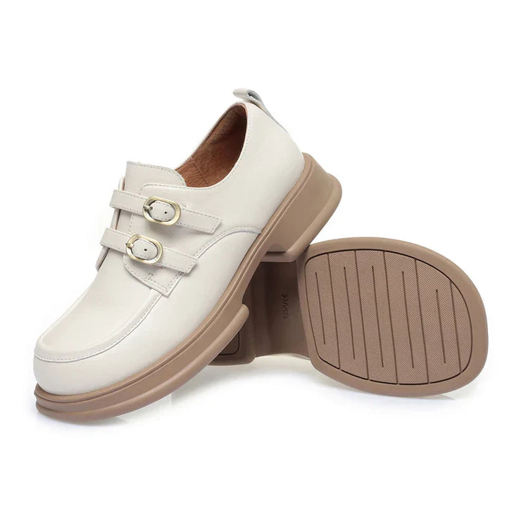 Loafer British style with double buckle and platform