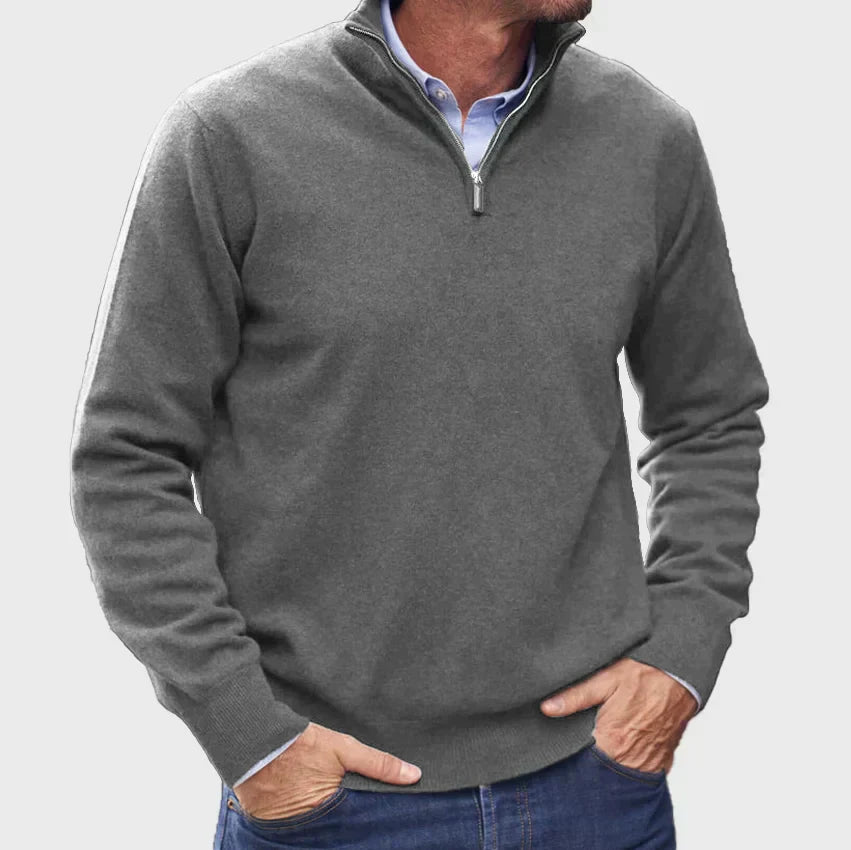 Men - Sweater - Zip-Up - Cashmere Look