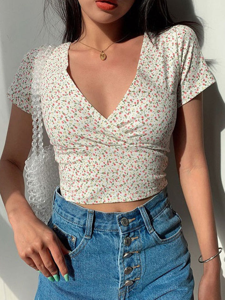 Boho floral pattern crop top