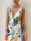 Women's - Maxi Dress - Lemonade Print with Lace Hem - Stylish Summer Dress for Women
