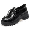 Genuine leather low shoes with platform