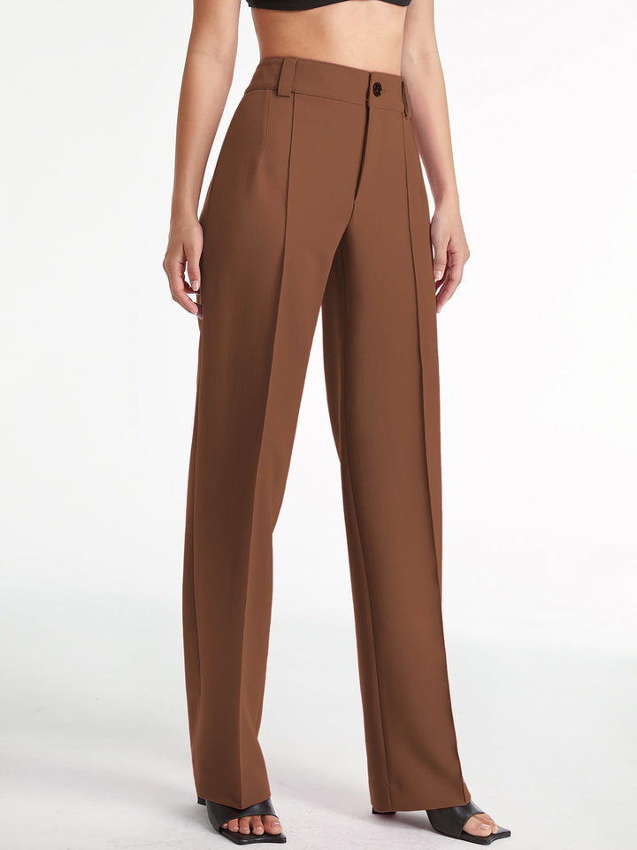 High-waisted pleated trousers