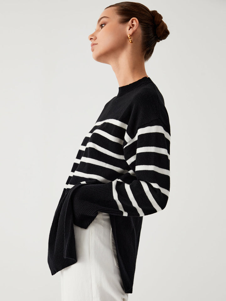 Oversized jumper with stripes