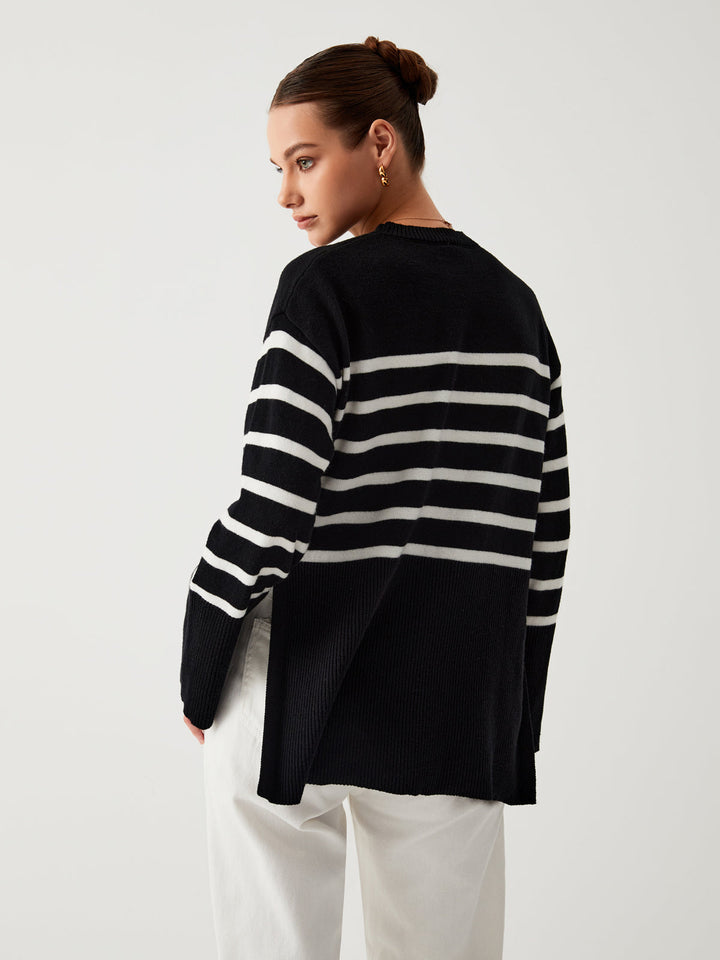 Oversized jumper with stripes