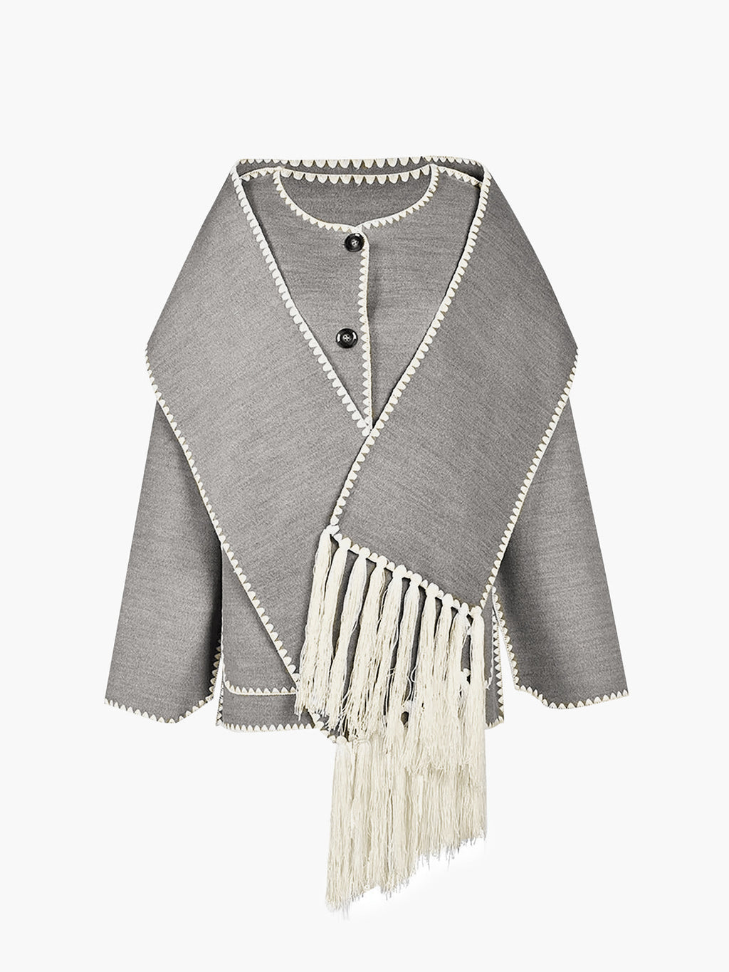 Women's - Contrast Trim Jack/Jersey with Scarf - Stylish & Versatile Layering Piece
