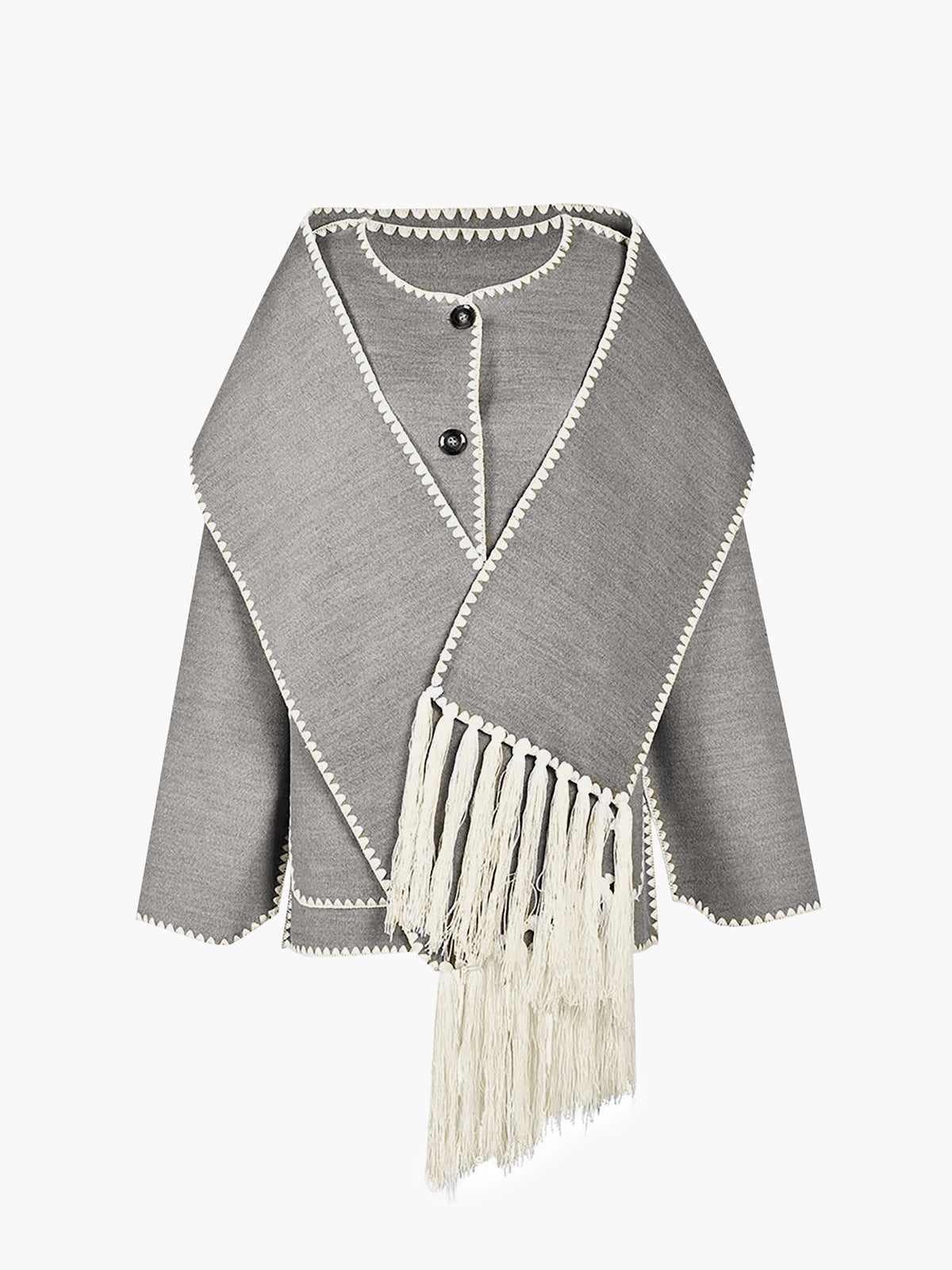 Women's - Contrast Trim Jack/Jersey with Scarf - Stylish & Versatile Layering Piece