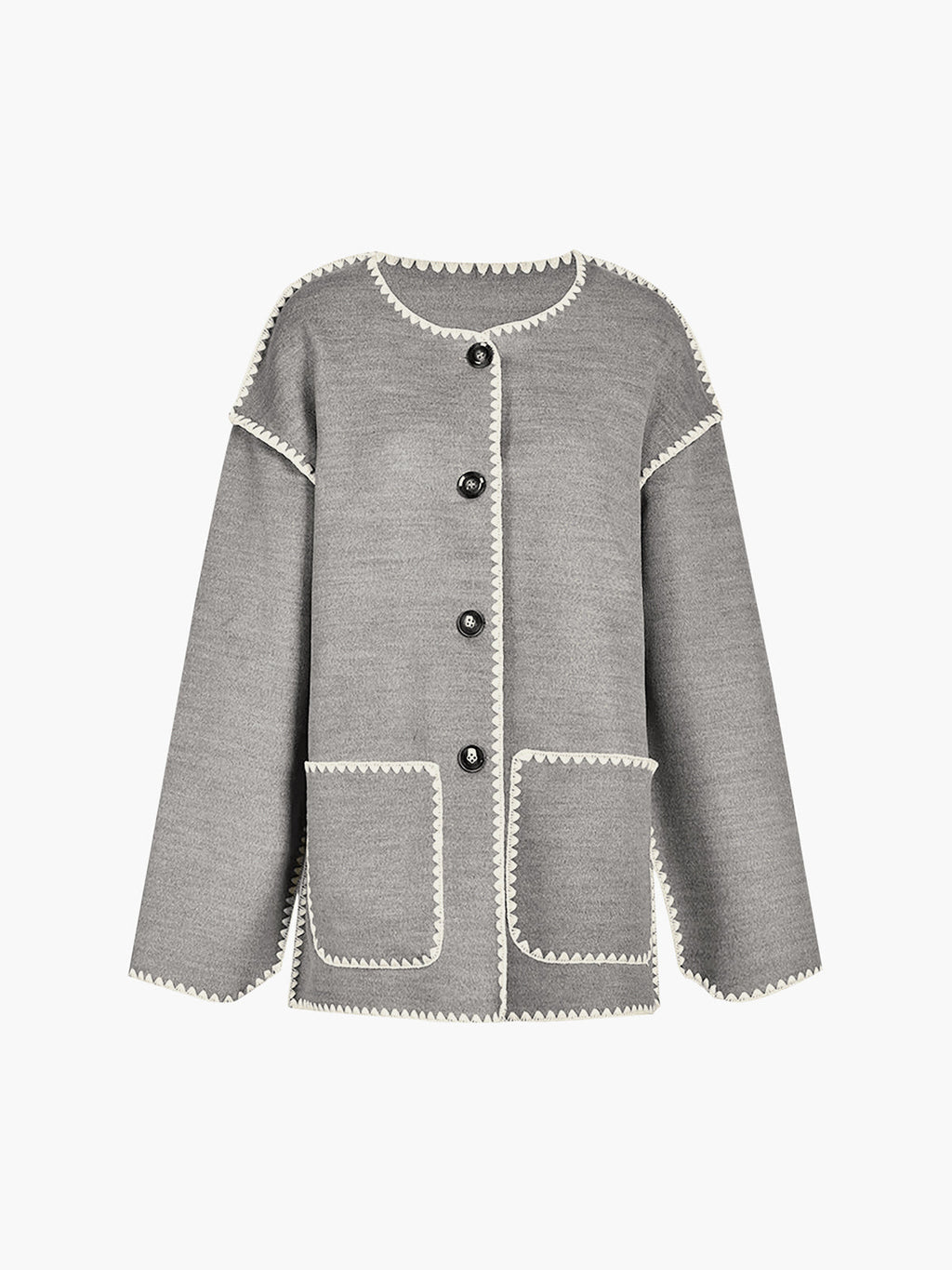 Women's - Contrast Trim Jack/Jersey with Scarf - Stylish & Versatile Layering Piece