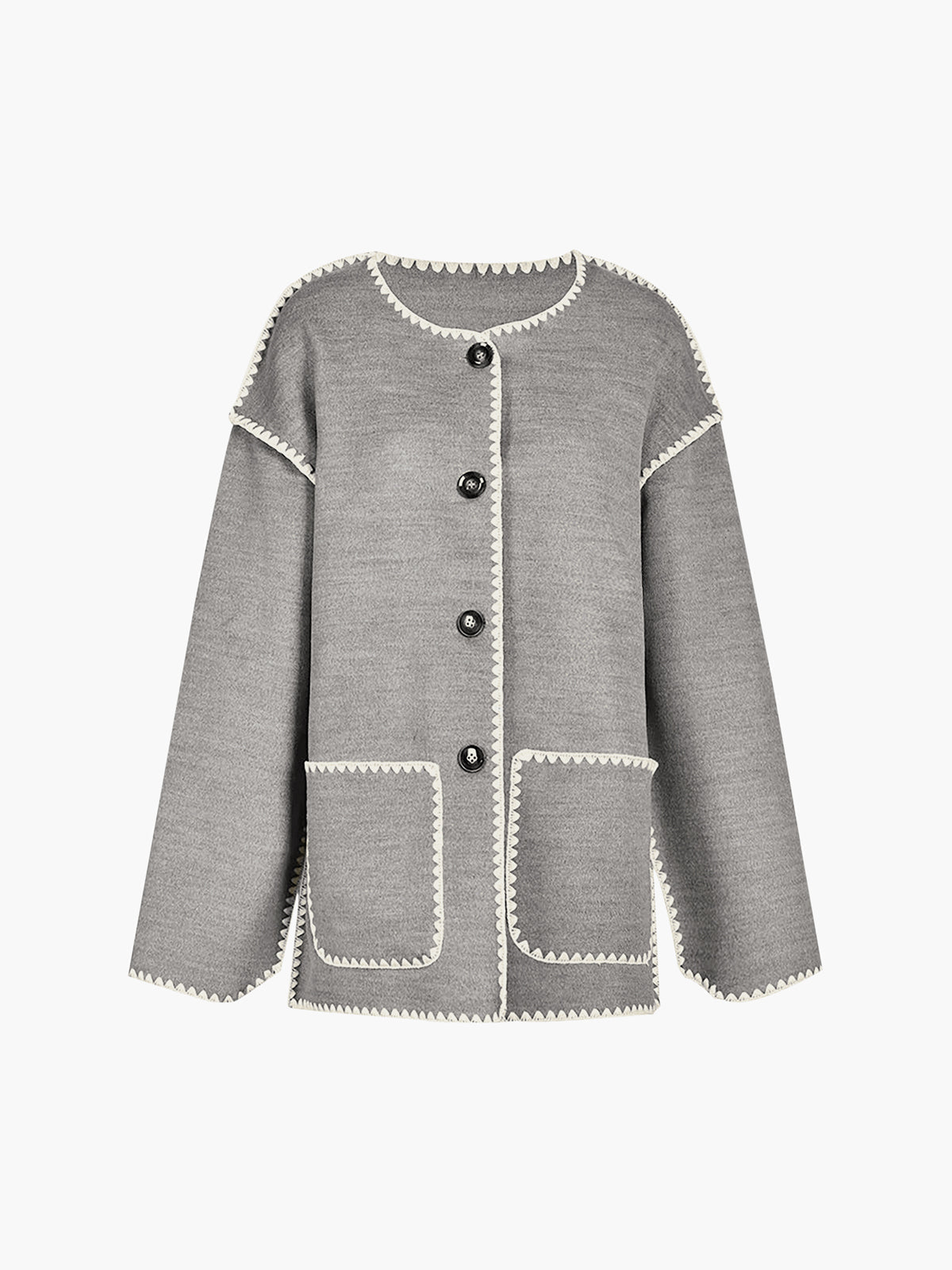 Women's - Contrast Trim Jack/Jersey with Scarf - Stylish & Versatile Layering Piece
