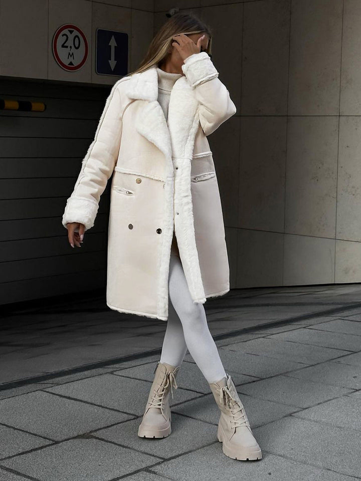 Soft fleece trench coat