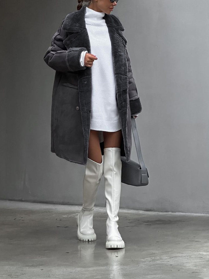 Soft fleece trench coat