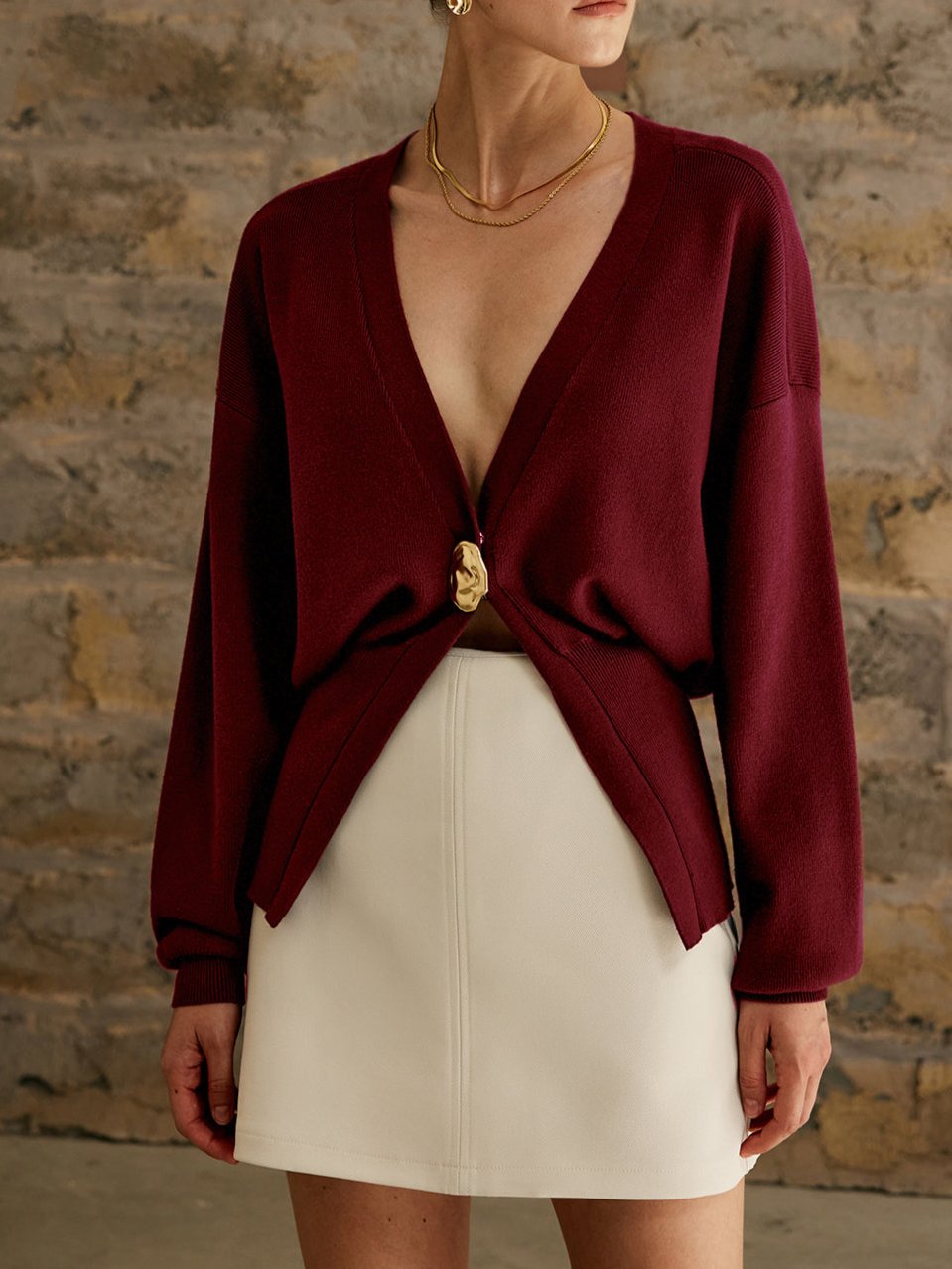 Women's - Elegant Cardigan - Cosy Knit with Button Closure - Stylish Layering Piece