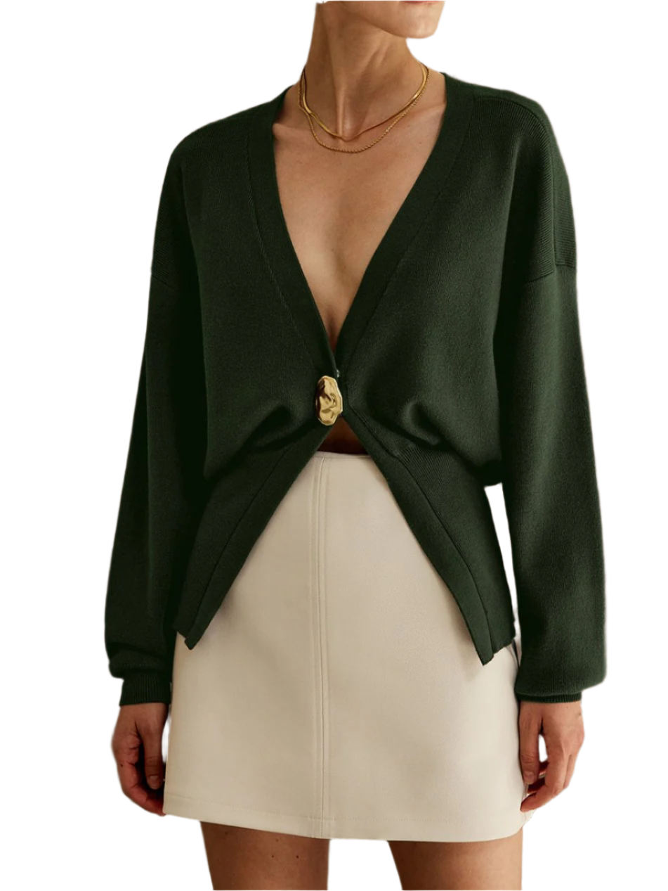 Women's - Elegant Cardigan - Cosy Knit with Button Closure - Stylish Layering Piece