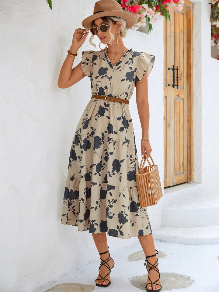 High quality Elegant summer dress with floral print