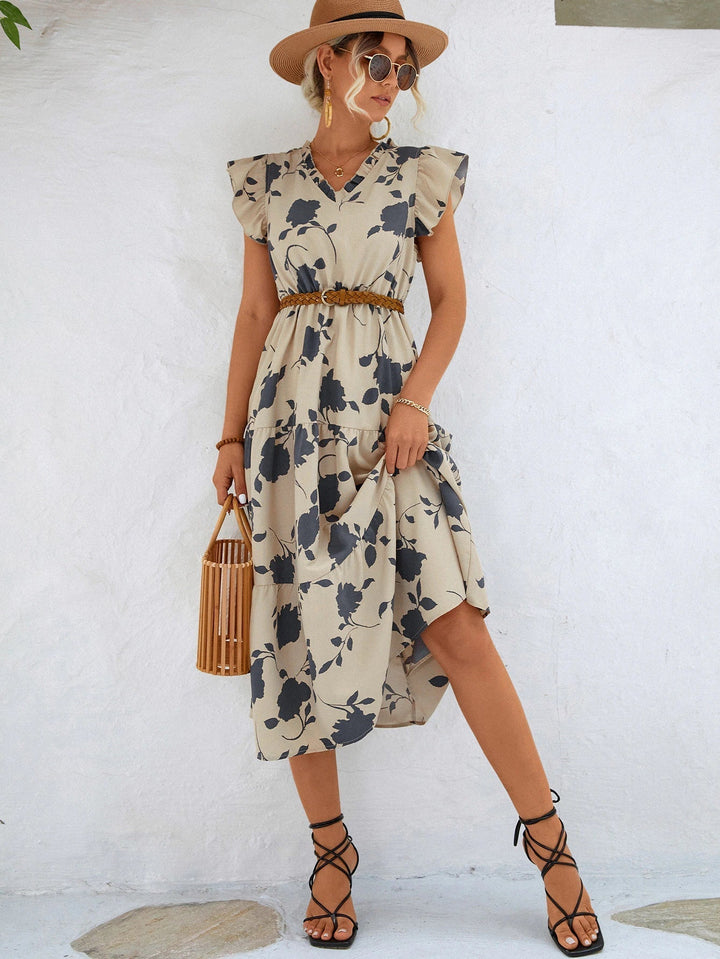 High quality Elegant summer dress with floral print