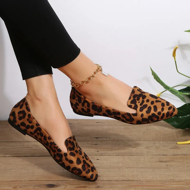 Leopard pointed toe loafers