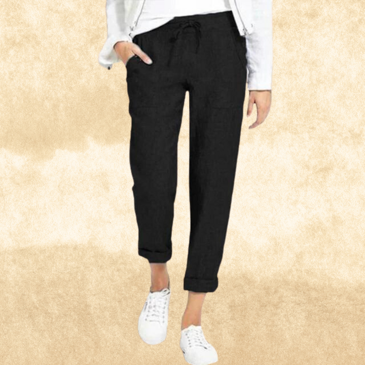 Loose trousers with drawstring