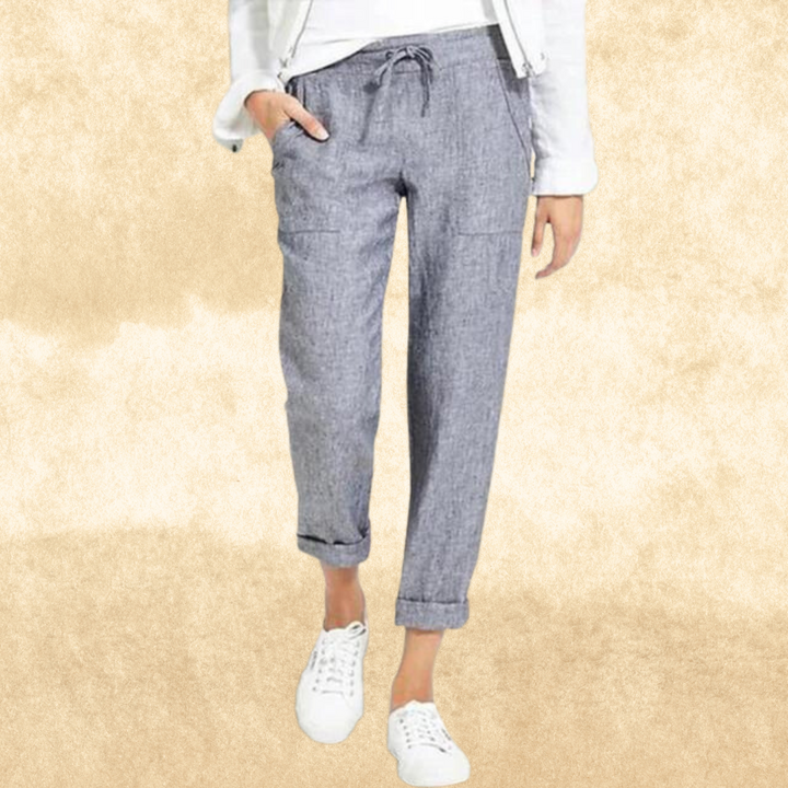 Loose trousers with drawstring