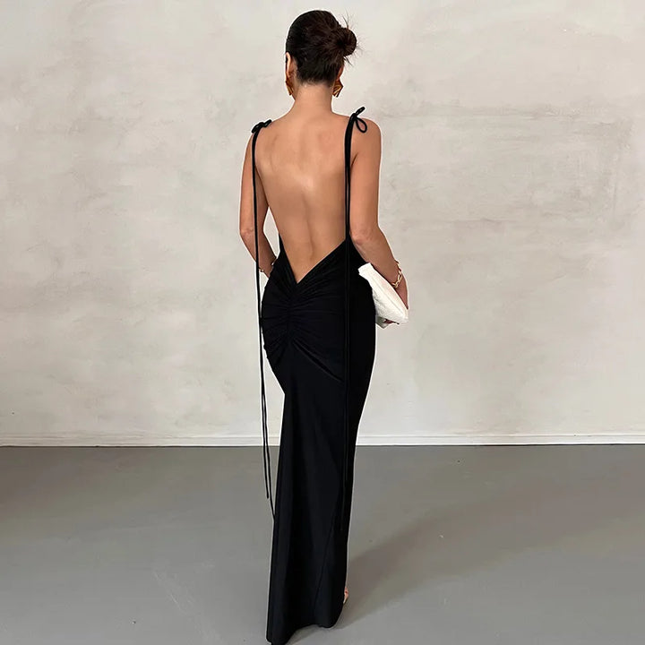 Ladies backless maxi bodycon dress