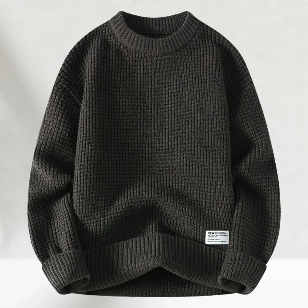 Men's - Classic Crew Neck Knitted Jumper - Ribbed Hem