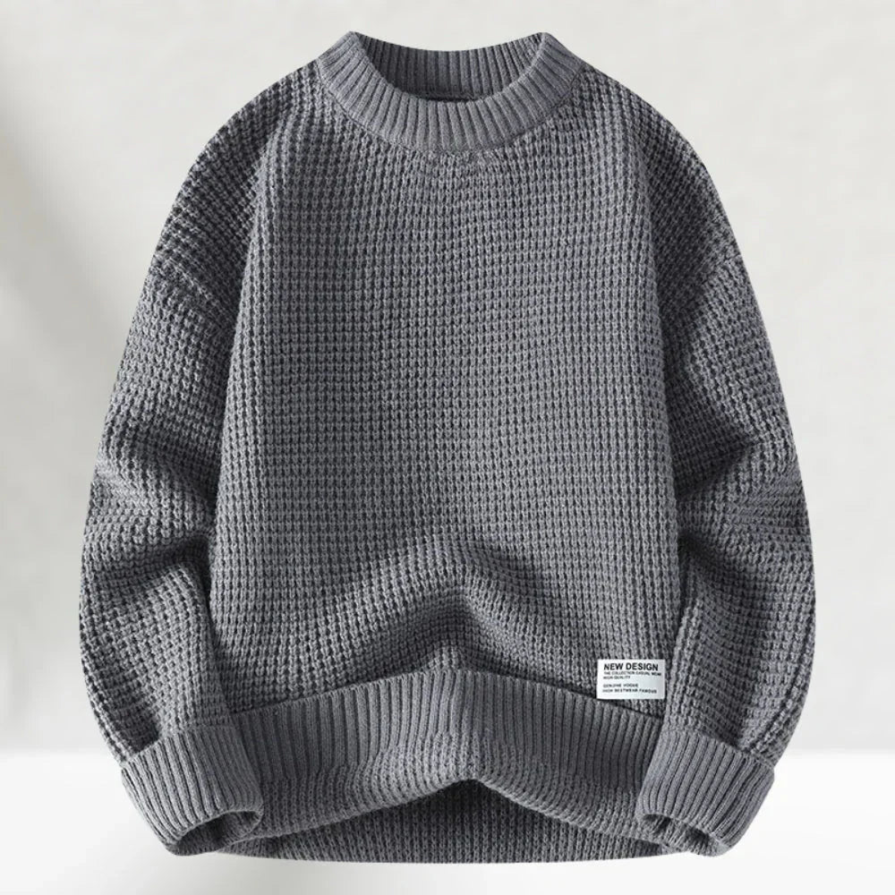 Men's - Classic Crew Neck Knitted Jumper - Ribbed Hem