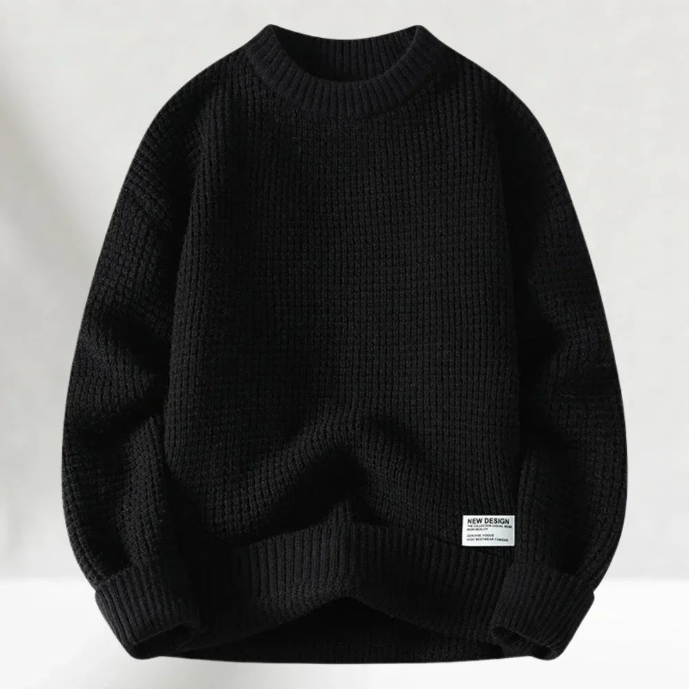 Men's - Classic Crew Neck Knitted Jumper - Ribbed Hem