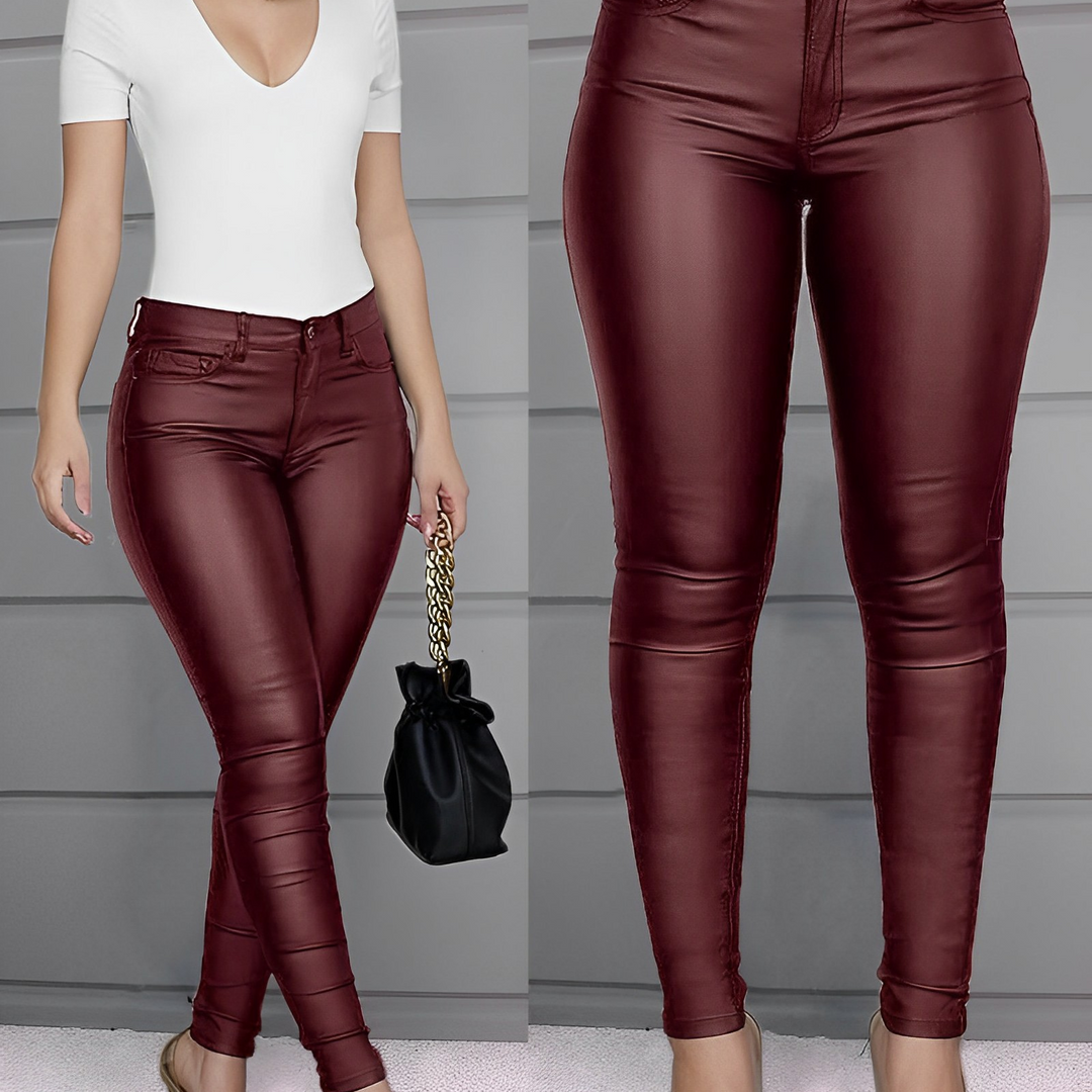Women's - Elegant Leather Trousers for Women - Stylish and Comfortable - Perfect for Fashion-Forward Outfits