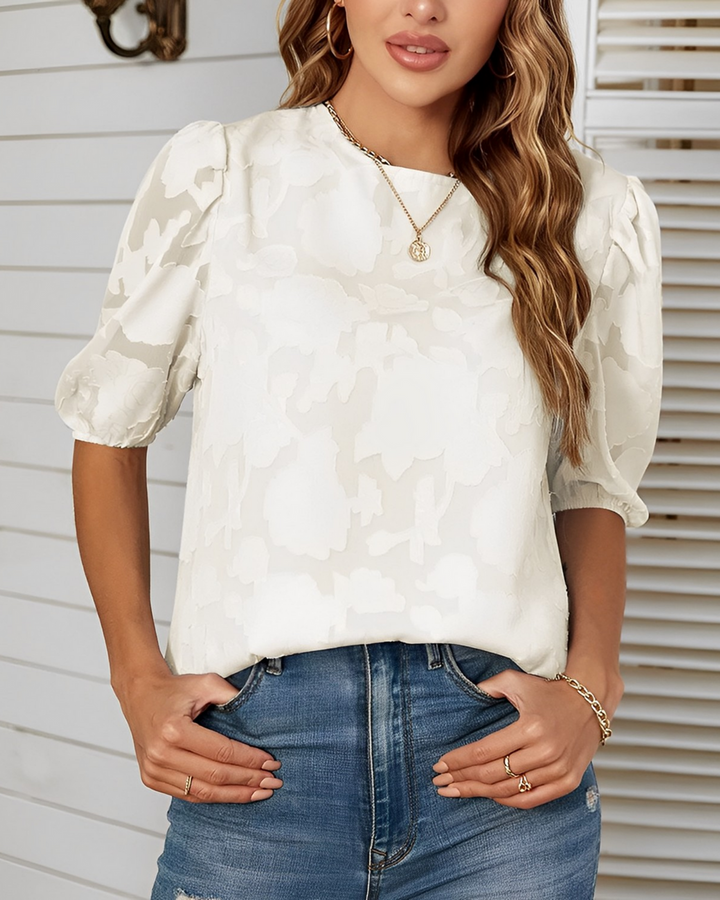 Short-sleeved loose chiffon blouse