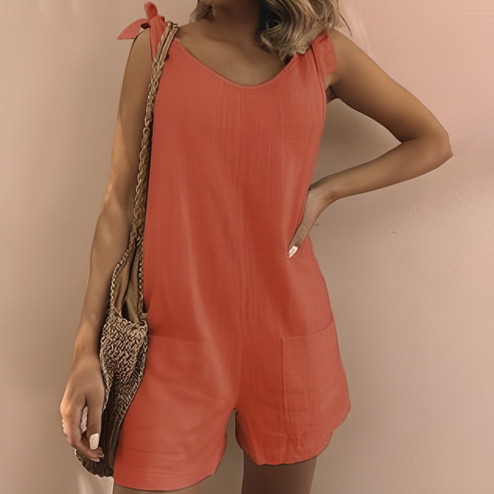 Loose sleeveless pocket jumpsuit