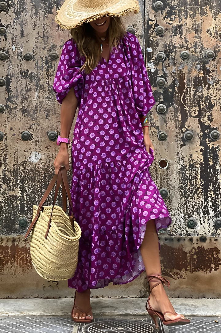 Boho dress with V-neckline