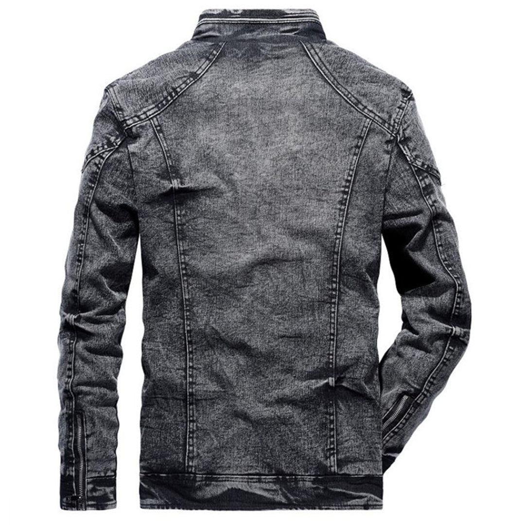 Men's - Casual Denim Jacket - Durable Cotton - Stand-Up Collar - Summer Essential
