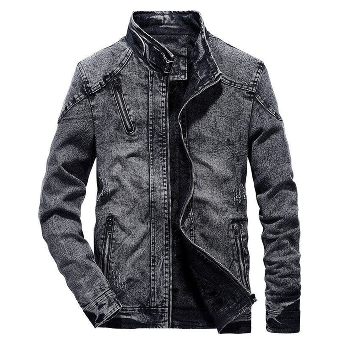 Men's - Casual Denim Jacket - Durable Cotton - Stand-Up Collar - Summer Essential