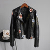 Streetwear jacket in soft leather with floral pattern