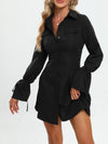 Stylish Hem Dress With Lace Sleeves