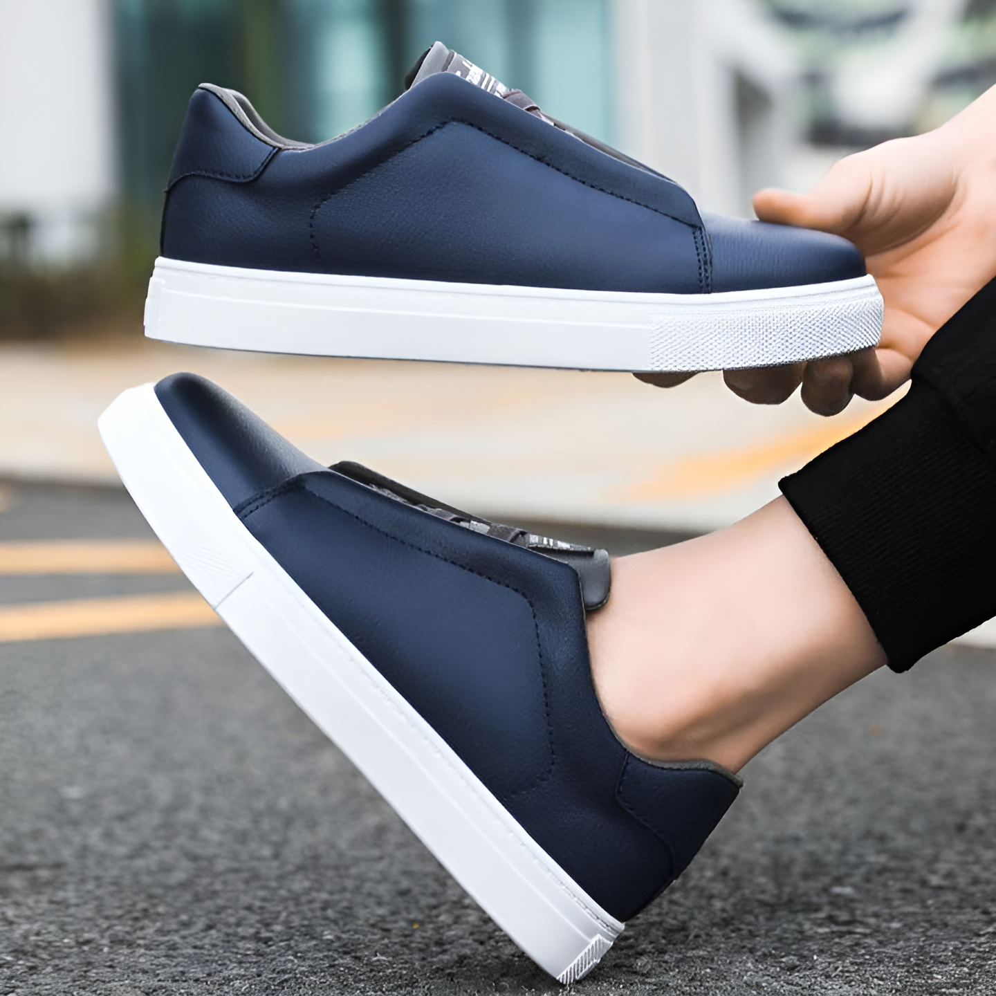 Men's - Slip-On Casual Sneakers with Cushioned Insole