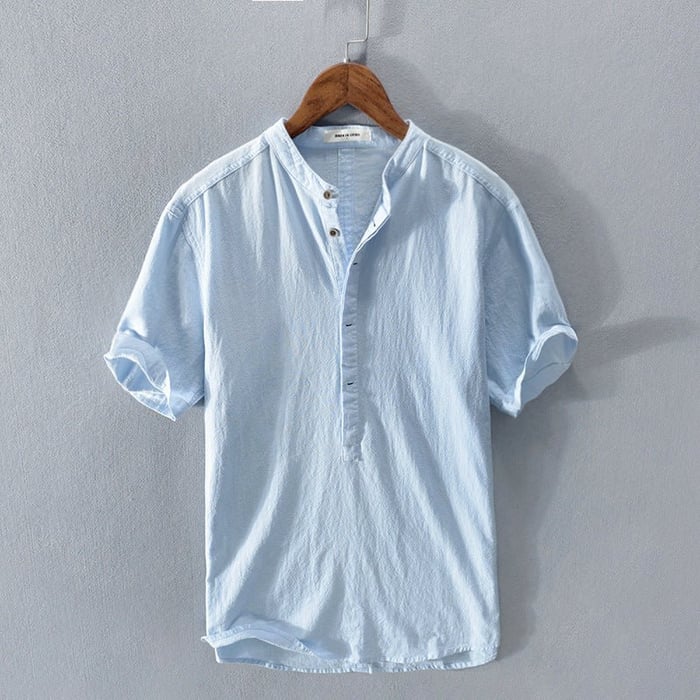 New Short Sleeve Linen Shirt For Men