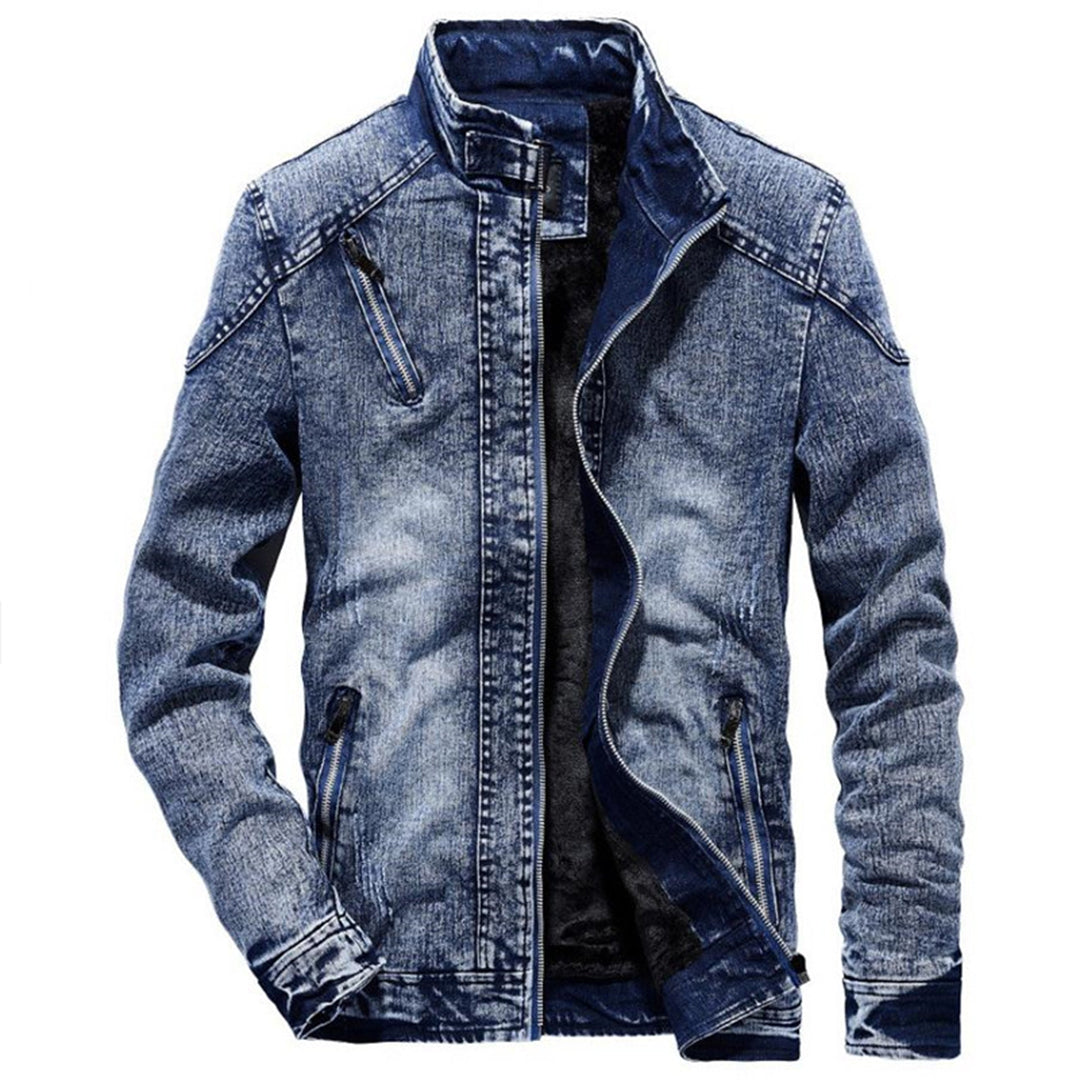 Men's - Casual Denim Jacket - Durable Cotton - Stand-Up Collar - Summer Essential