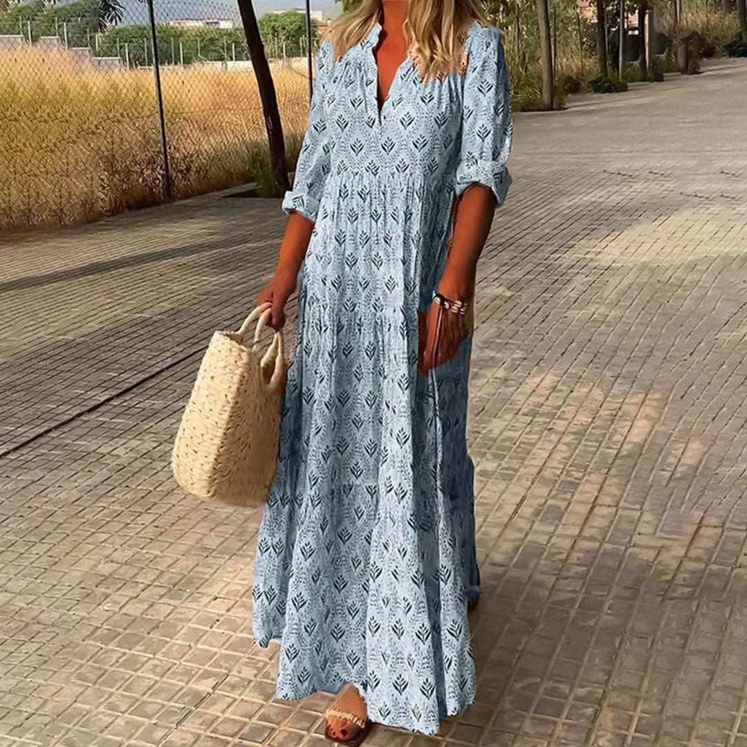 Women's - Elegant Boho Maxi Dress - Flowing Style
