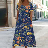 Summery dress with bohemian floral pattern