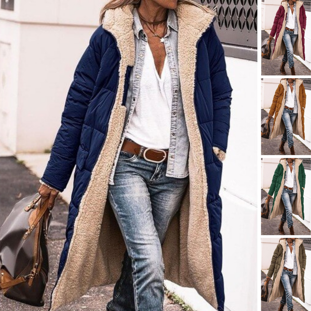 Reversible long sherpa long coat