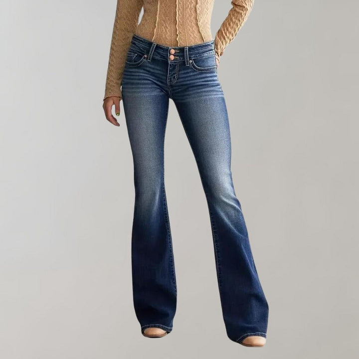 Flared denim trousers