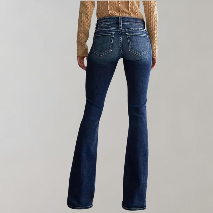 Flared denim trousers